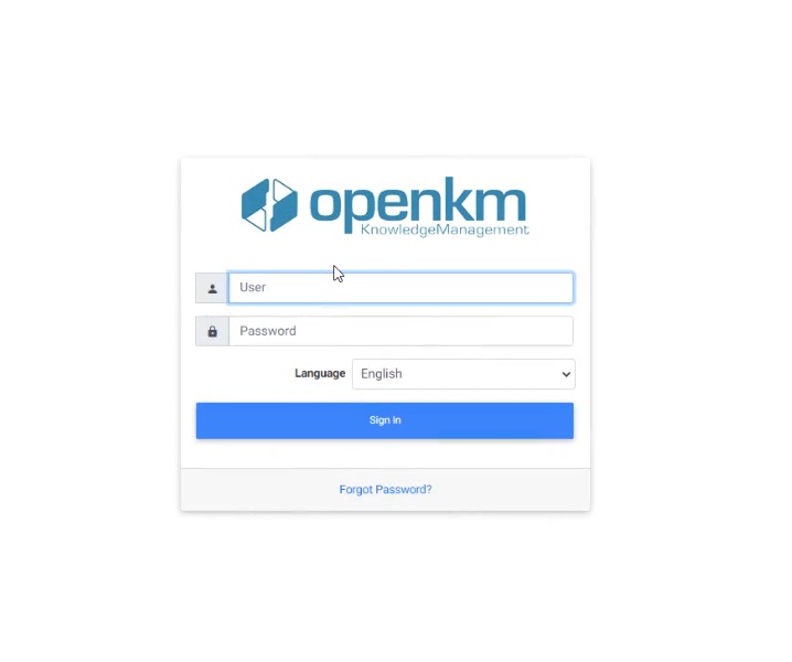 Software de gestión documental OpenKM en funcionamiento