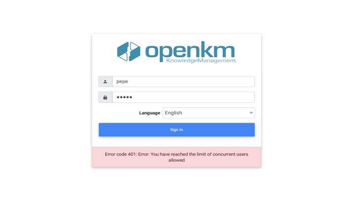 Concurrent session control in OpenKM