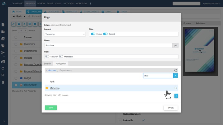 Filter Destination Folders When Copying and Moving
