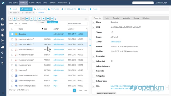 Navigate documents from the preview view in OpenKM