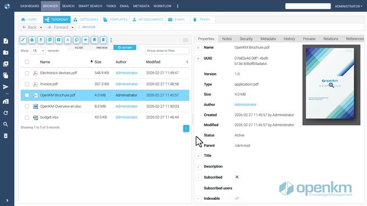 OpenKM Adjustable Interface Panels