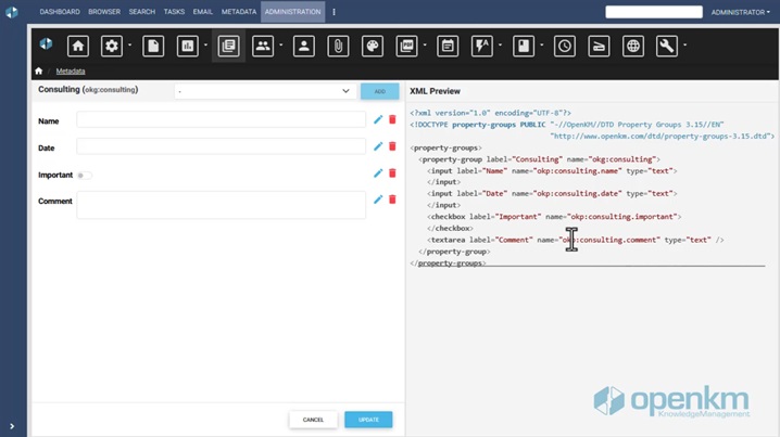 Visual Metadata Editor in OpenKM